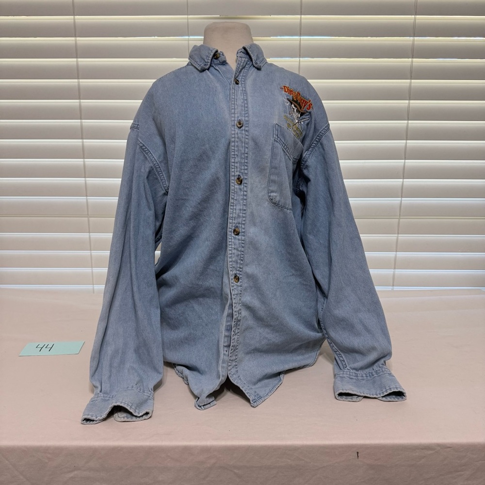 Vintage Light Blue Denim Button Down Shirt
